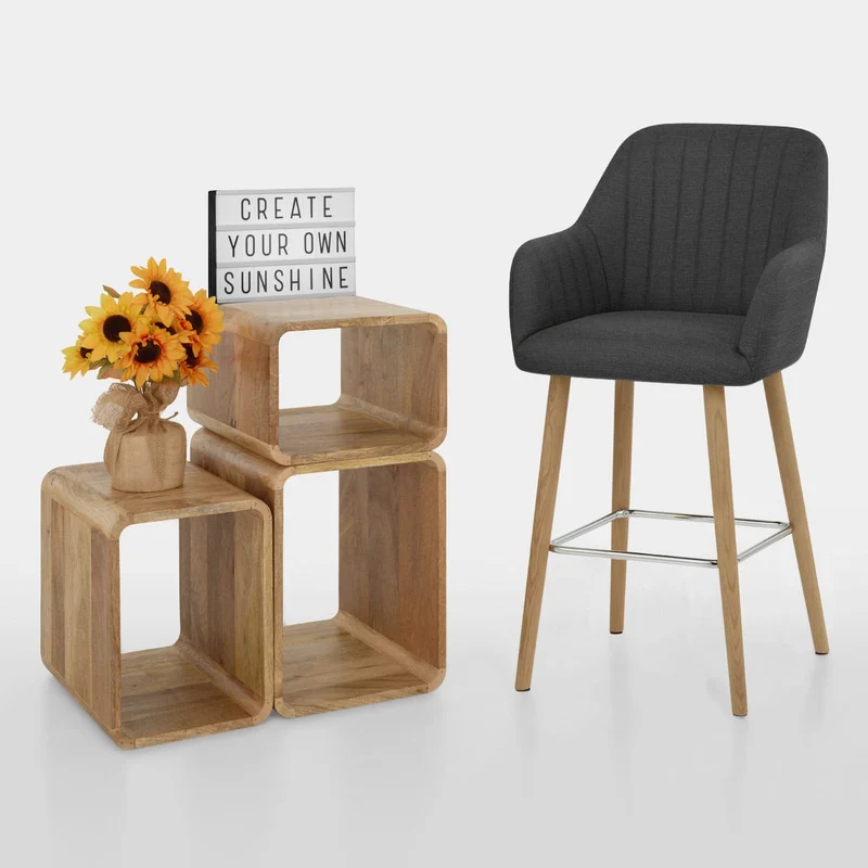 Tabouret de Bar Tissu - Rio Gris Foncé