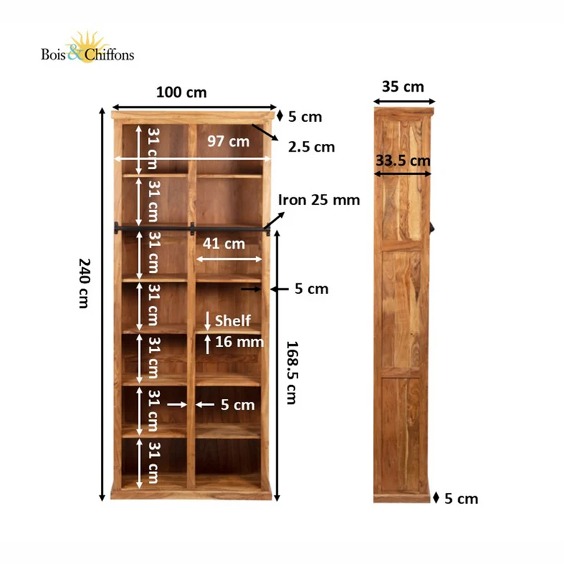 Bibliothèque ouverte échelle 240 cm | Acacia Emma II