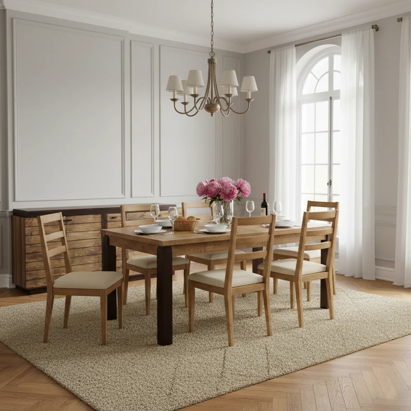 Table à manger rectangulaire 180cm- Rallonge centrale | Manguier Herods