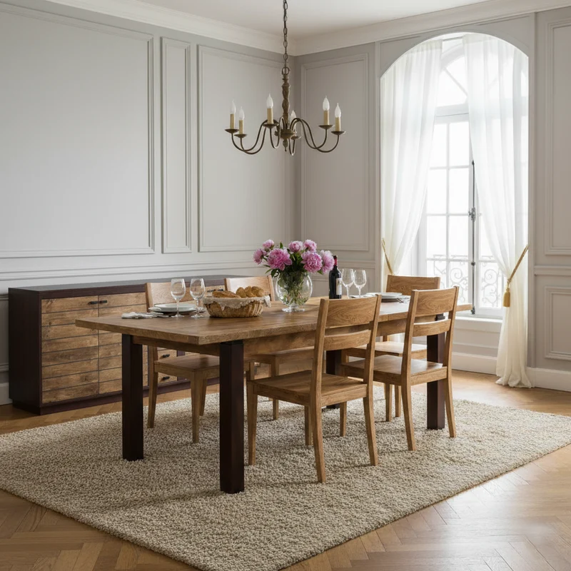 Table à manger rectangulaire 180cm- Rallonge centrale | Manguier Herods
