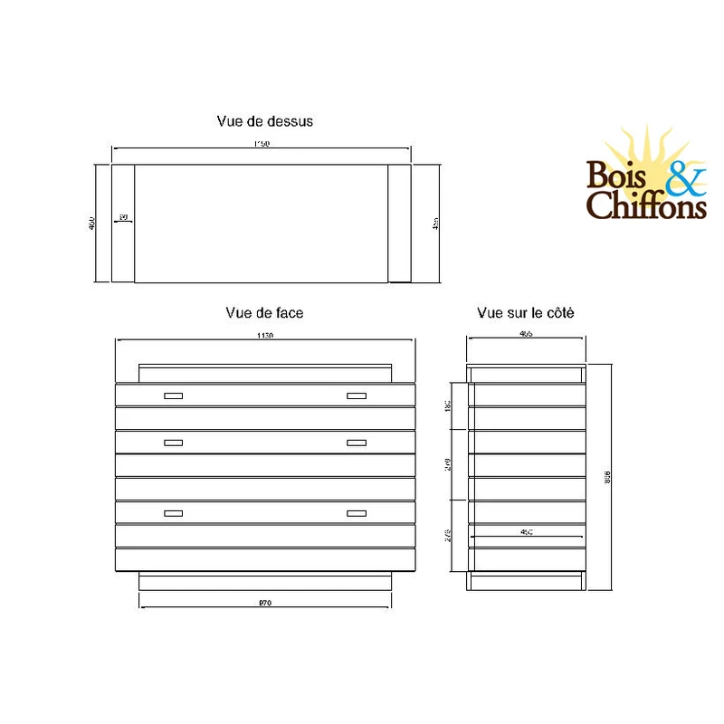 Commode bois massif bicolore 3T | Manguier Herods