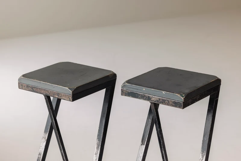 Set of 2 Modernist French Bar Stools, 1950s