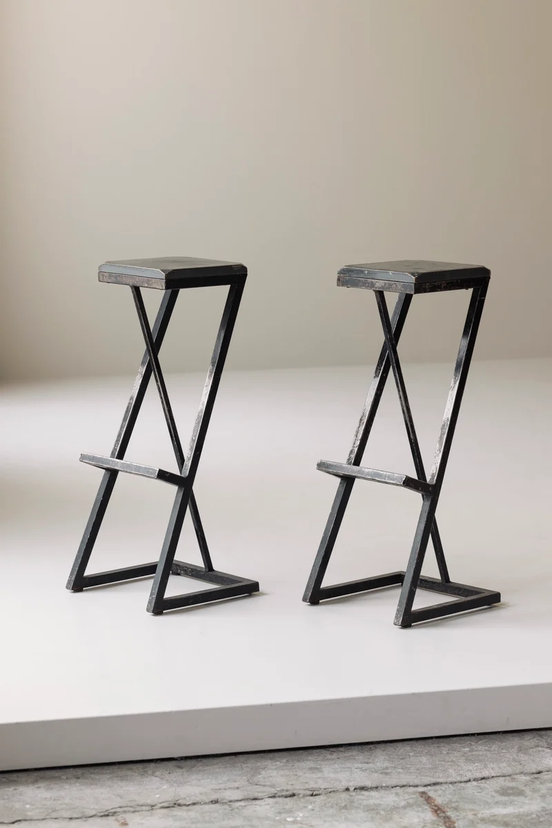 Set of 2 Modernist French Bar Stools, 1950s