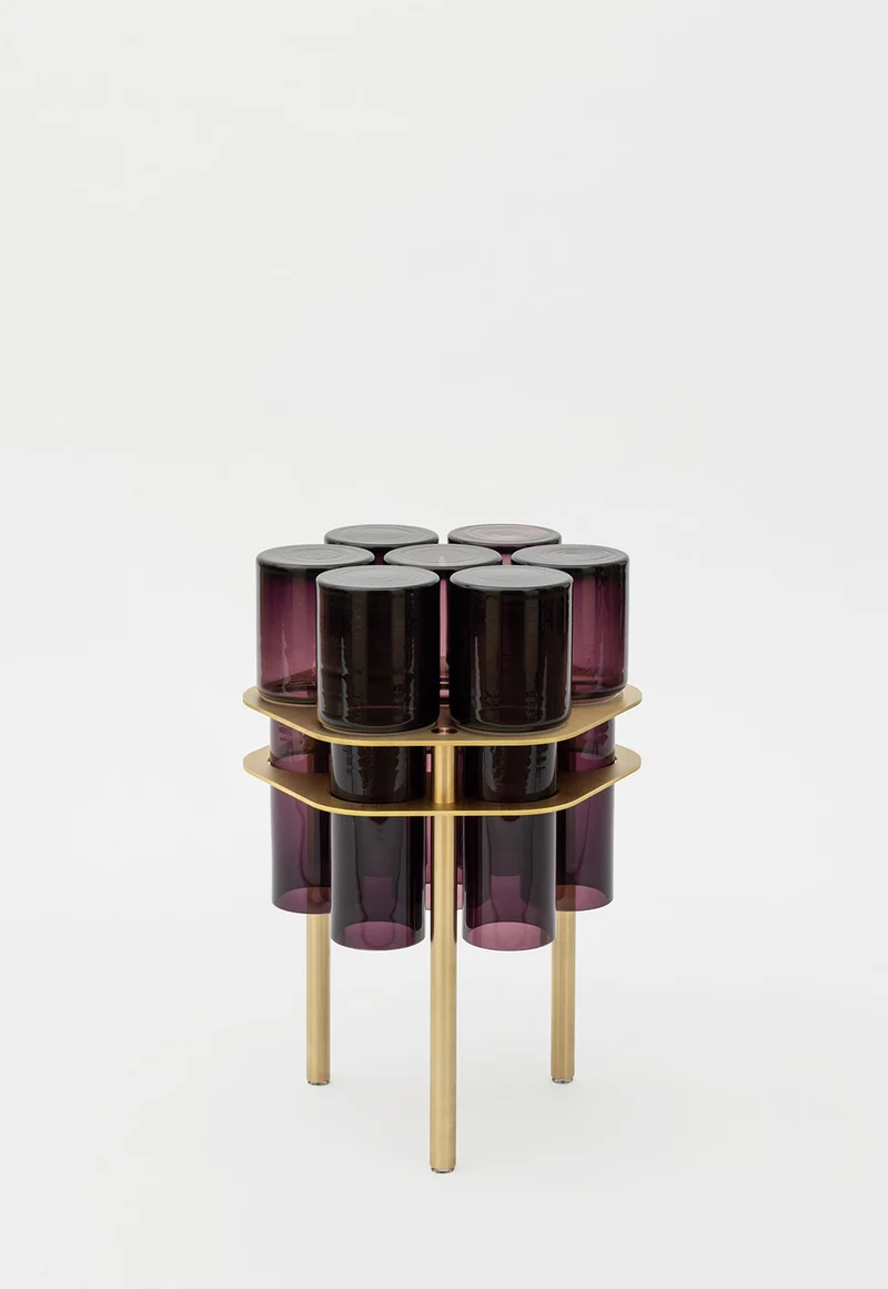 Field 7 Side Table - Olivin Glass , Brushed Brass