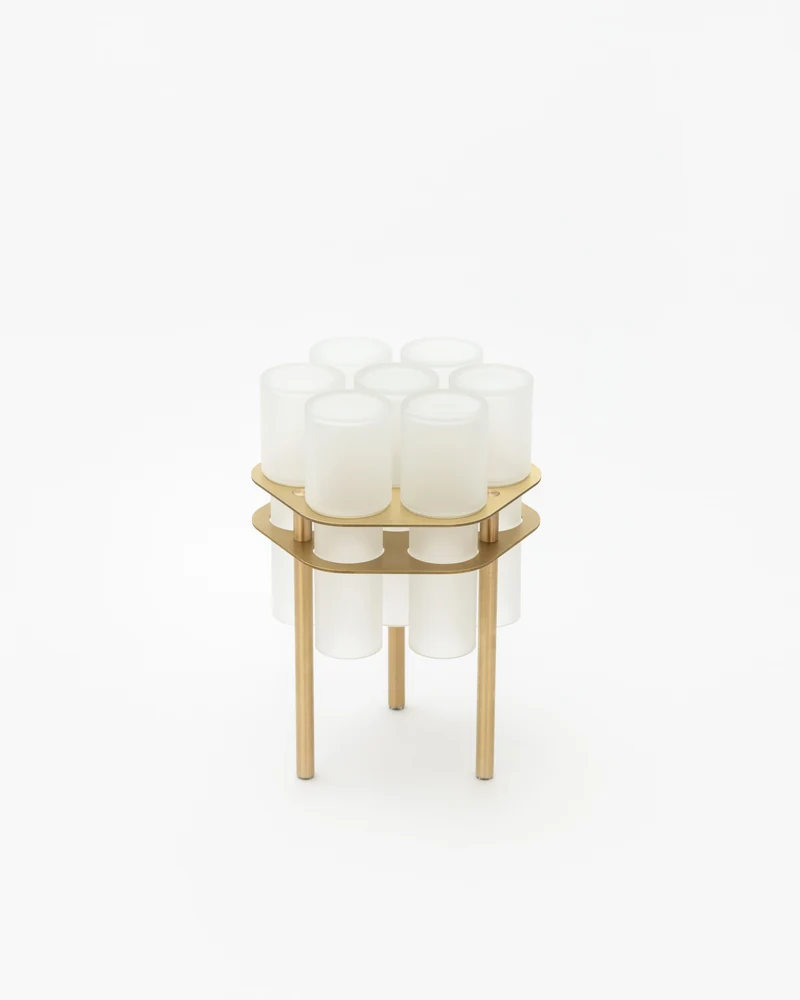 Field 7 Side Table - Olivin Glass , Brushed Brass
