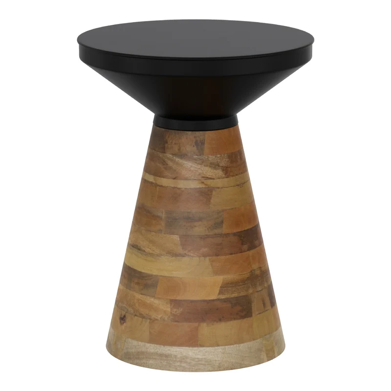 Table d'appoint en fer noir et bois de manguier - Boden