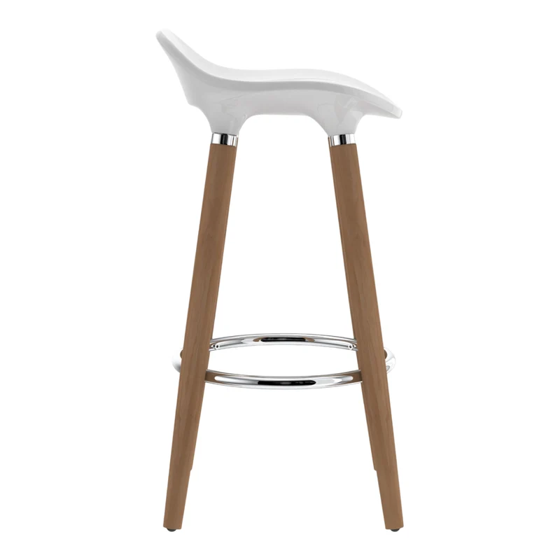 Ensemble de 2 tabourets de bar en ABS moulé blanc et bois naturel - Trex