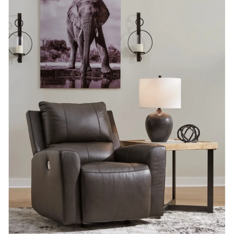 Fauteuil berçant et inclinable motorisé en cuir gris foncé - Boxmere