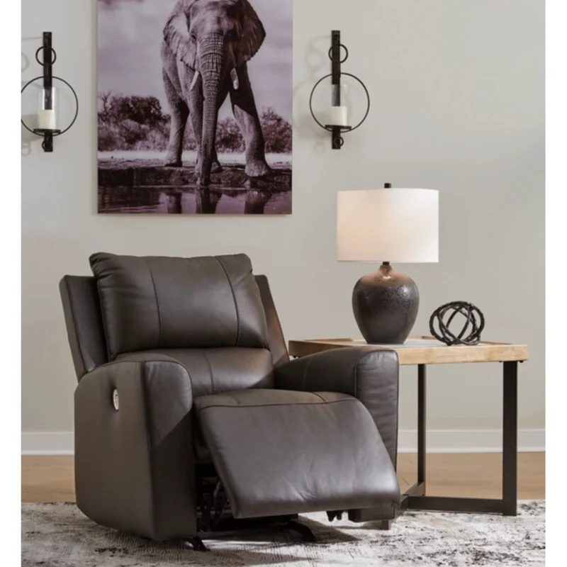 Fauteuil berçant et inclinable motorisé en cuir gris foncé - Boxmere