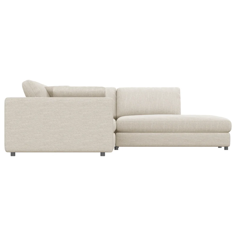 Sectionnel 3 pièces en tissu beige avec chaise longue & 3 coussins - Joelle2