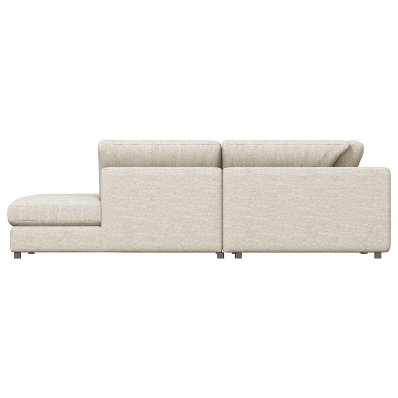 Sectionnel 3 pièces en tissu beige avec chaise longue & 3 coussins - Joelle2