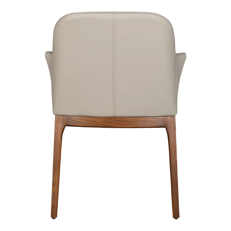 Chaise de salle à manger rembourrée en cuir et bois de chêne teinte noyer - Ann