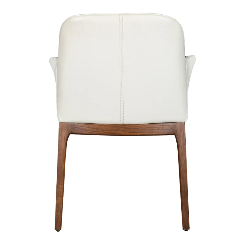 Chaise de salle à manger rembourrée en cuir et bois de chêne teinte noyer - Ann