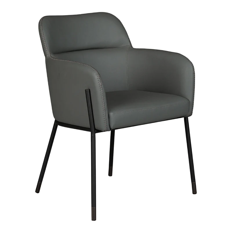 Chaise de salle à manger rembourrée aspect cuir et métal noir - Teresa