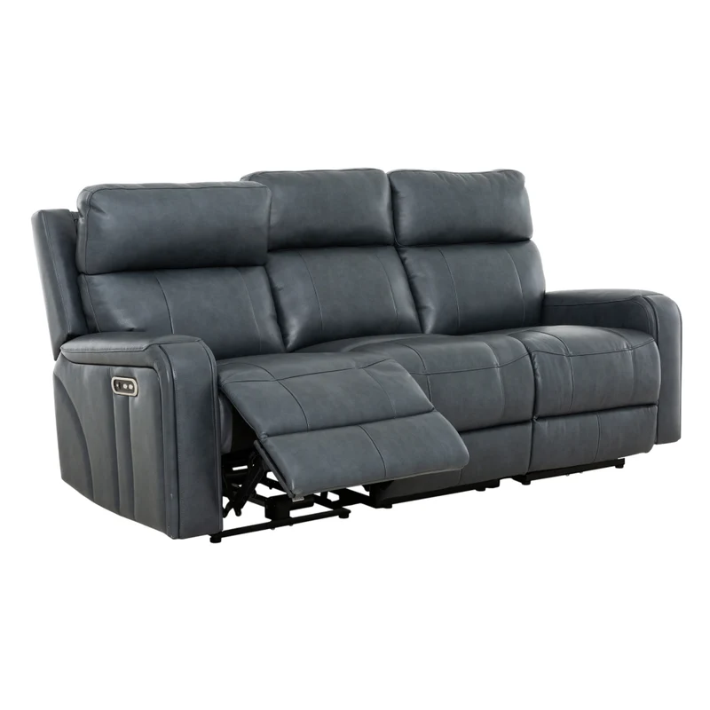 Sofa inclinable motorisé en cuir bleu - Cavron