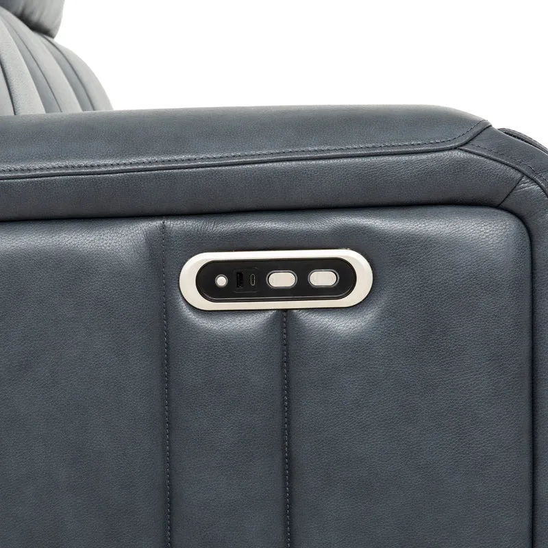 Sofa inclinable motorisé en cuir bleu - Cavron