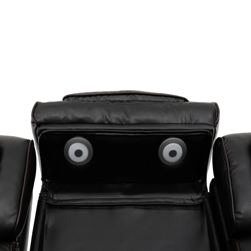Sofa inclinable motorisé en cuir noir avec table rabattable & éclairage DEL - Colton