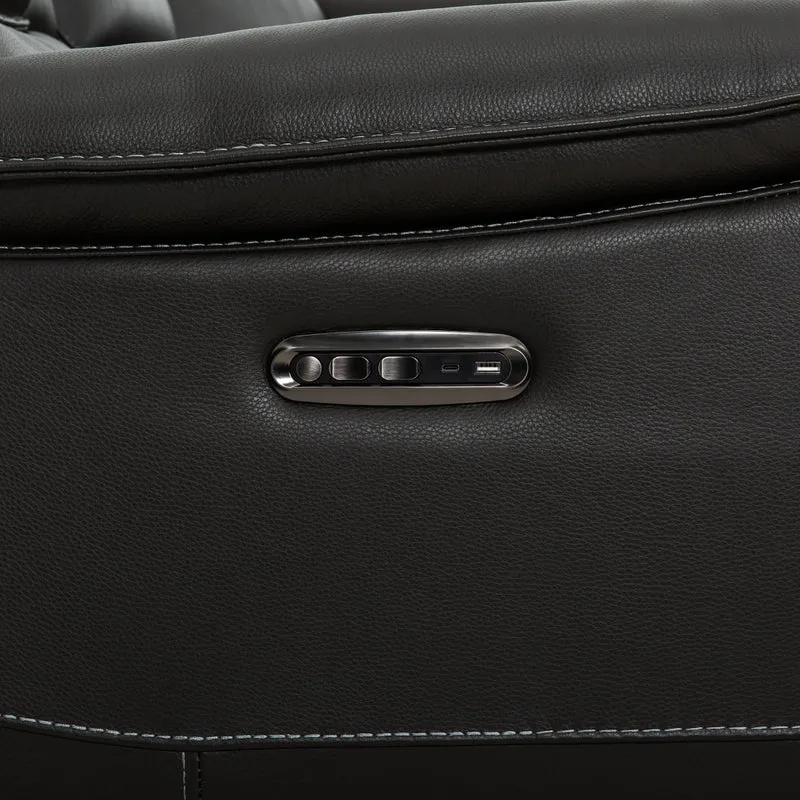 Sectionnel inclinable motorisé 6 pièces en cuir noir espresso avec console - Knox