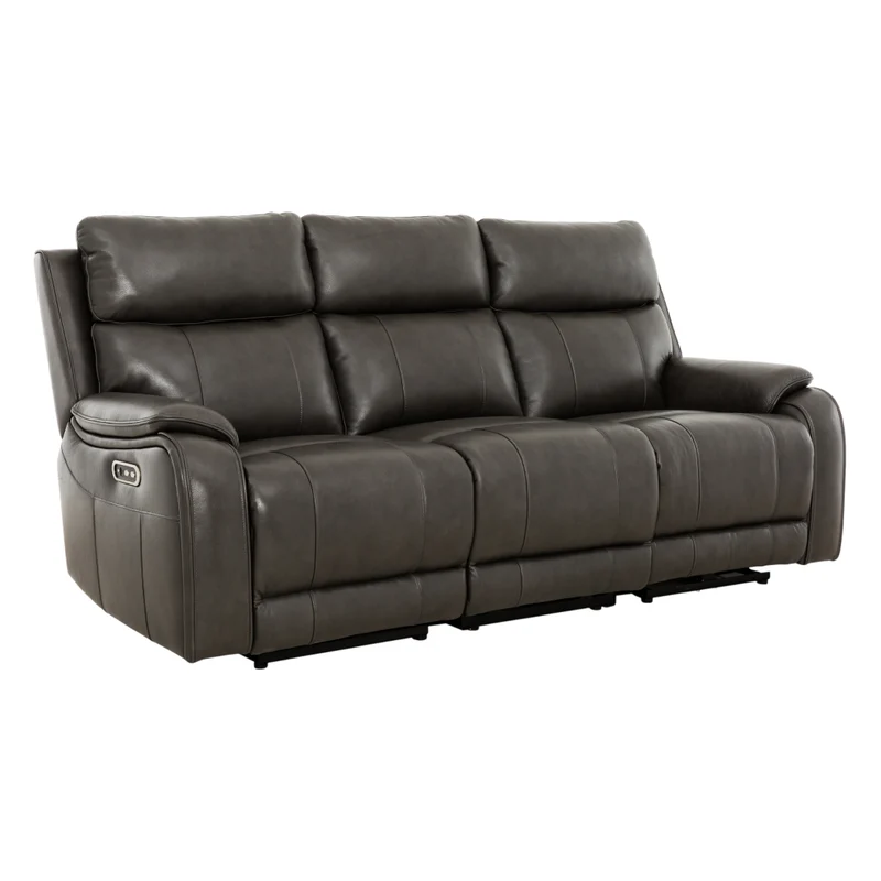Sofa inclinable motorisé en cuir gris anthracite - Brindle