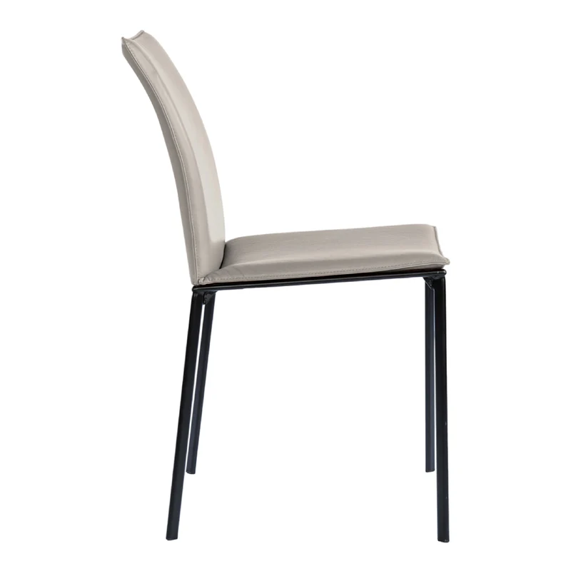 Chaise de salle à manger en cuir et métal noir - Olivia