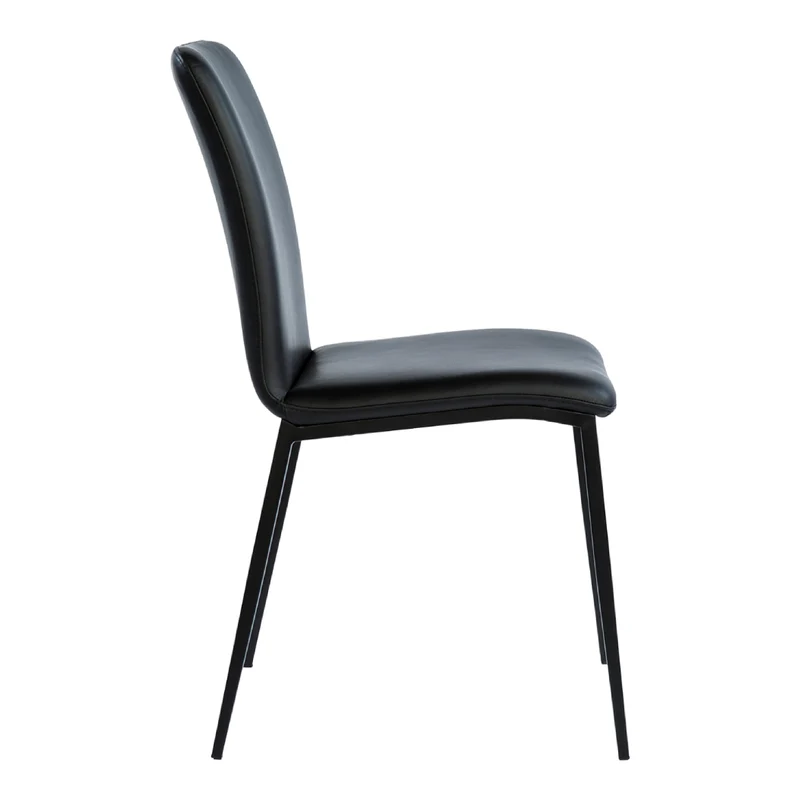 Chaise de salle à manger rembourrée en cuir et métal noir - Lana