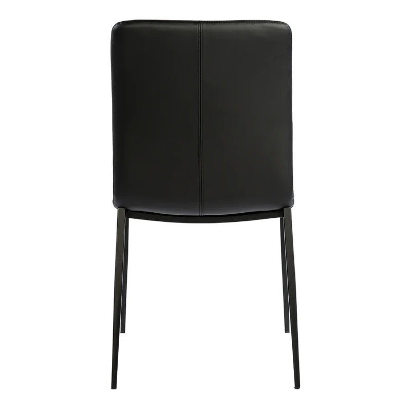 Chaise de salle à manger rembourrée en cuir et métal noir - Lana