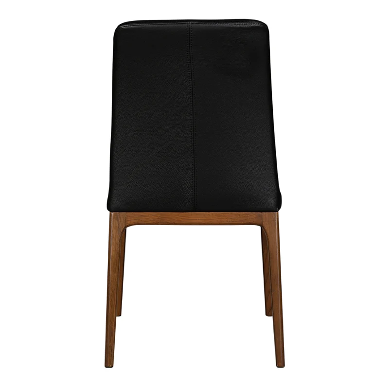 Chaise de salle à manger rembourrée en cuir et bois de chêne teint noyer - Lucia