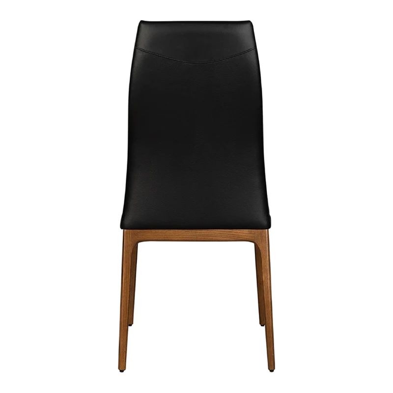 Chaise de salle à manger rembourrée en cuir et bois de chêne teinte noyer - Amy