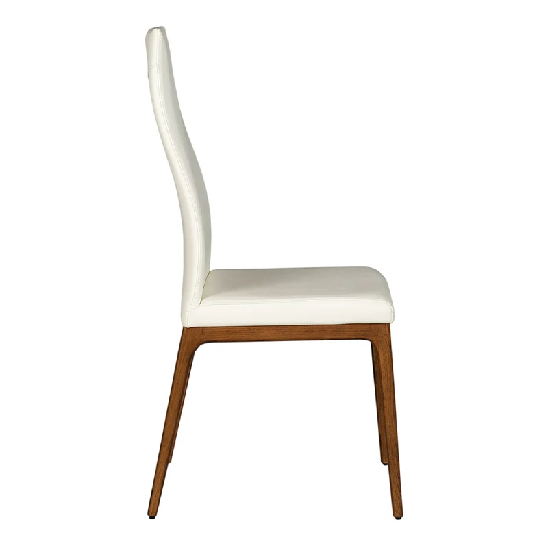 Chaise de salle à manger rembourrée en cuir et bois de chêne teinte noyer - Amy