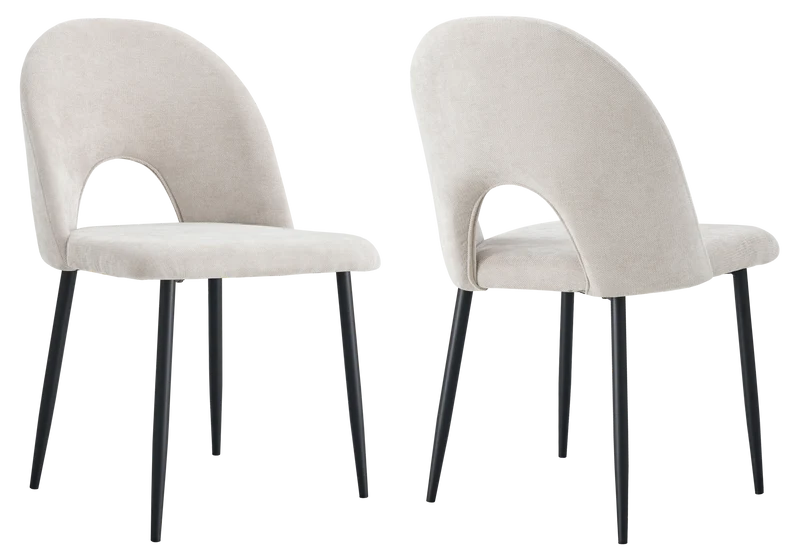 Chaise dossier ouvert en tissu chenille taupe - Talia x4