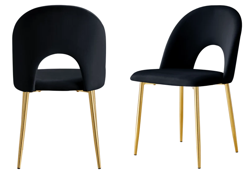 Chaise dossier ouvert en velours noir - Talia x4
