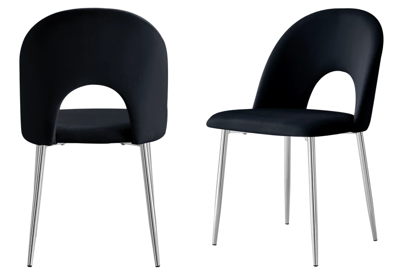 Chaise dossier ouvert en velours noir - Talia x4