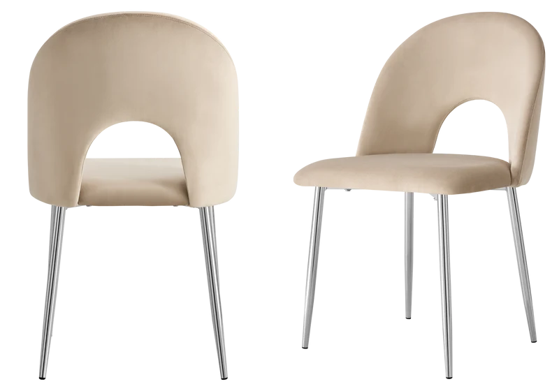 Chaise dossier ouvert en velours taupe - Talia x4