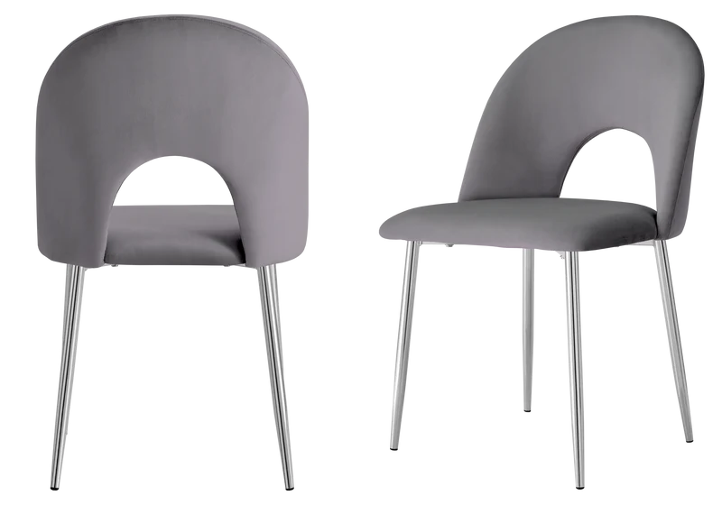 Chaise dossier ouvert en velours anthracite - Talia x4