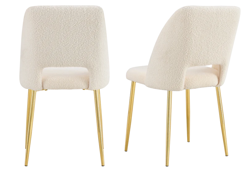 Chaise en tissu bouclé beige avec dossier ouvert - Leoni x4
