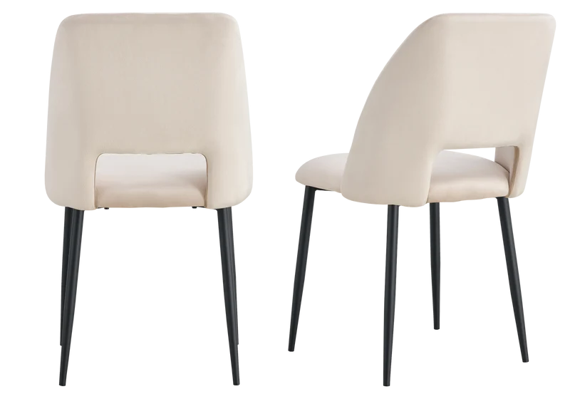 Chaise en velours beige avec dossier ouvert - Leoni x4