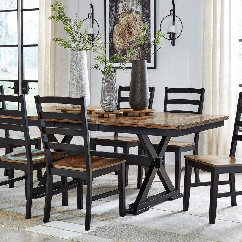 Ensemble de salle à manger avec 6 chaises en bois bicolore - Wildenauer