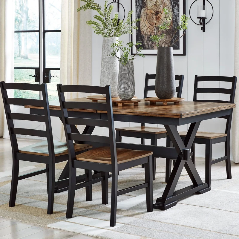 Ensemble de salle à manger avec 4 chaises en bois bicolore - Wildenauer