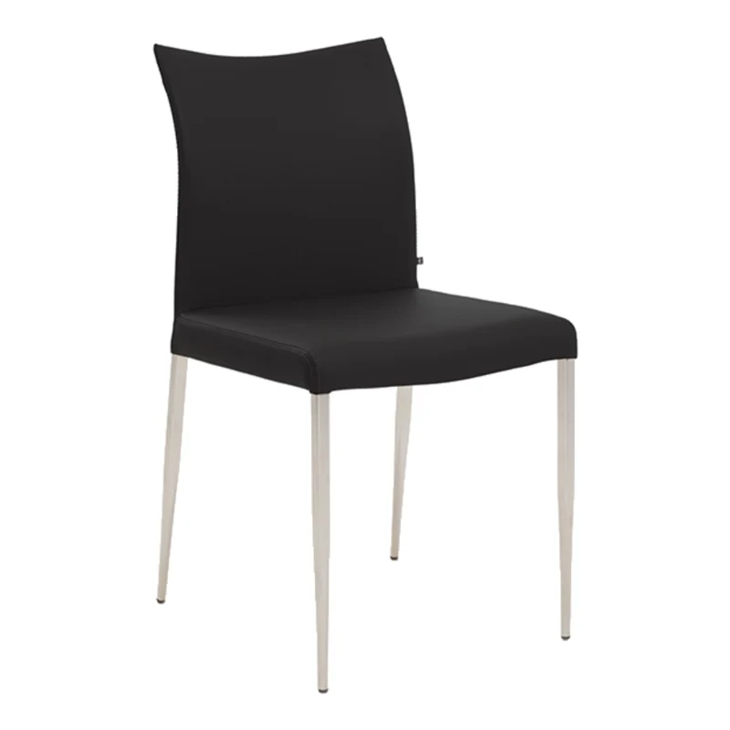Chaise de salle à manger rembourrée aspect cuir noir - Alto 34