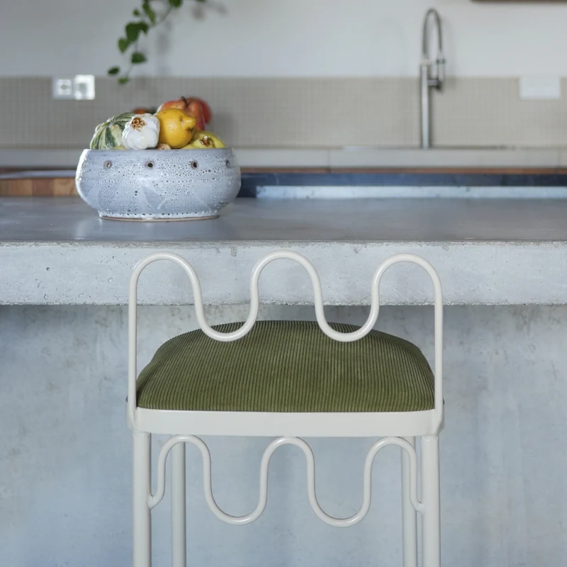 Tabouret de bar Dolores velours milleraies