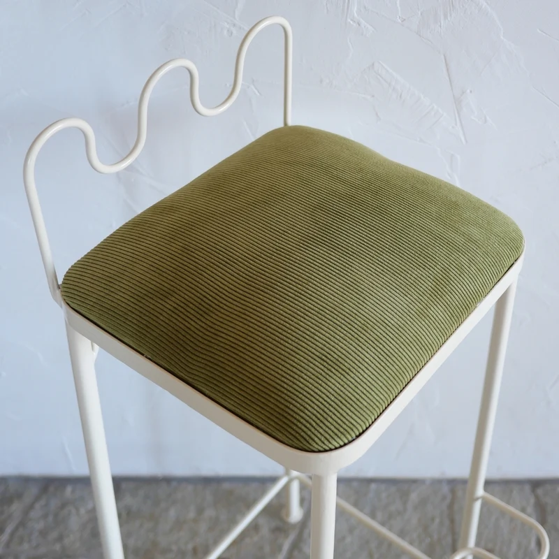 Tabouret de bar Dolores velours milleraies