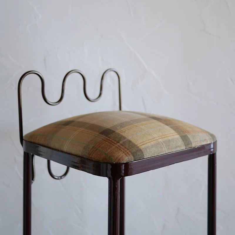 Tabouret de bar Dolores velours tartan