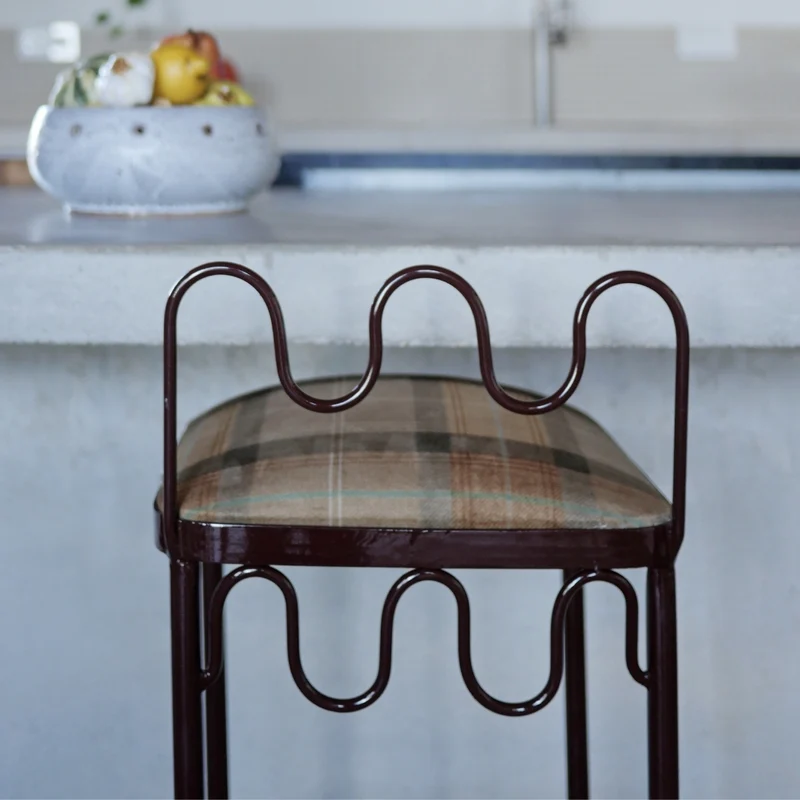 Tabouret de bar Dolores velours tartan