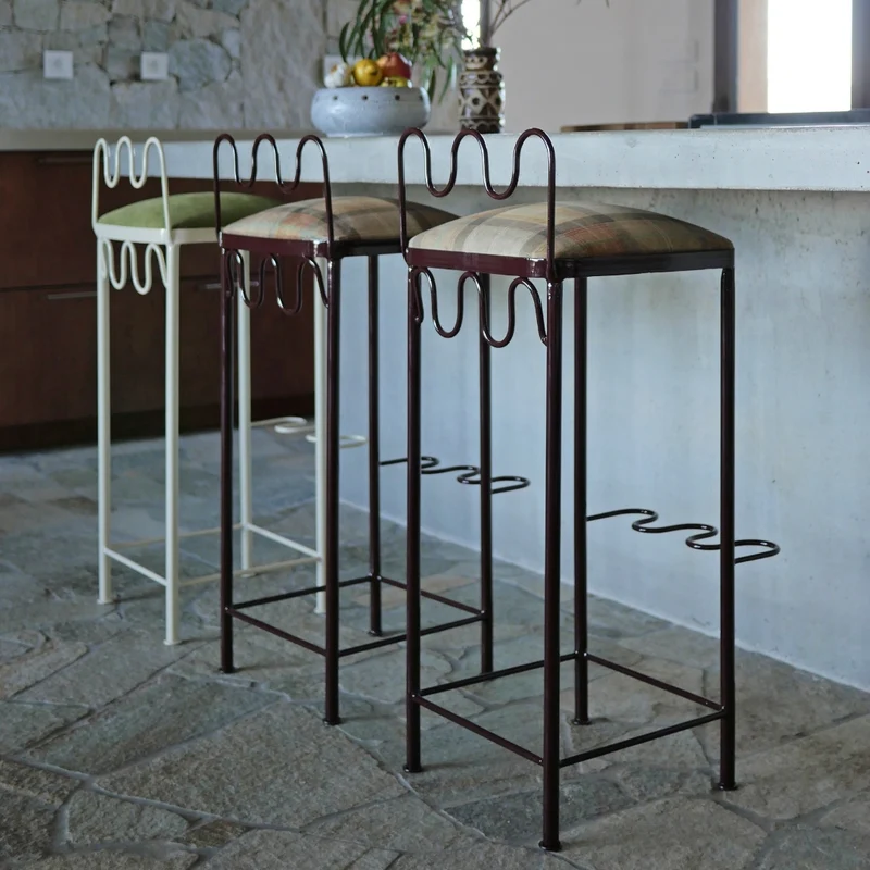 Tabouret de bar Dolores velours tartan