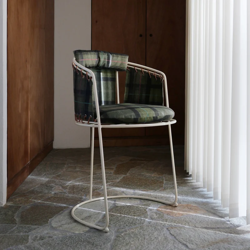 Chaise Palmer velours tartan