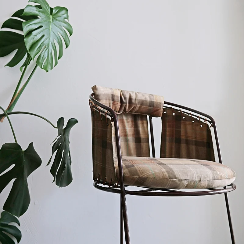 Chaise Palmer velours tartan