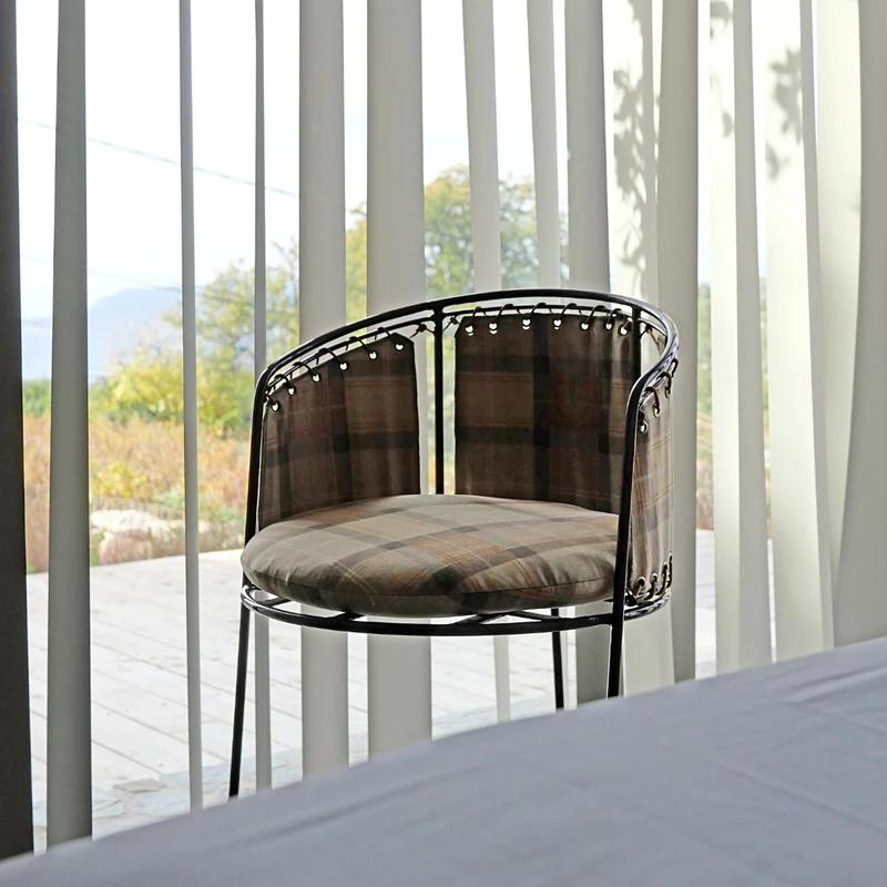 Chaise Palmer velours tartan
