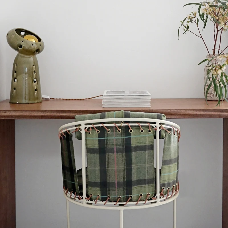 Chaise Palmer velours tartan