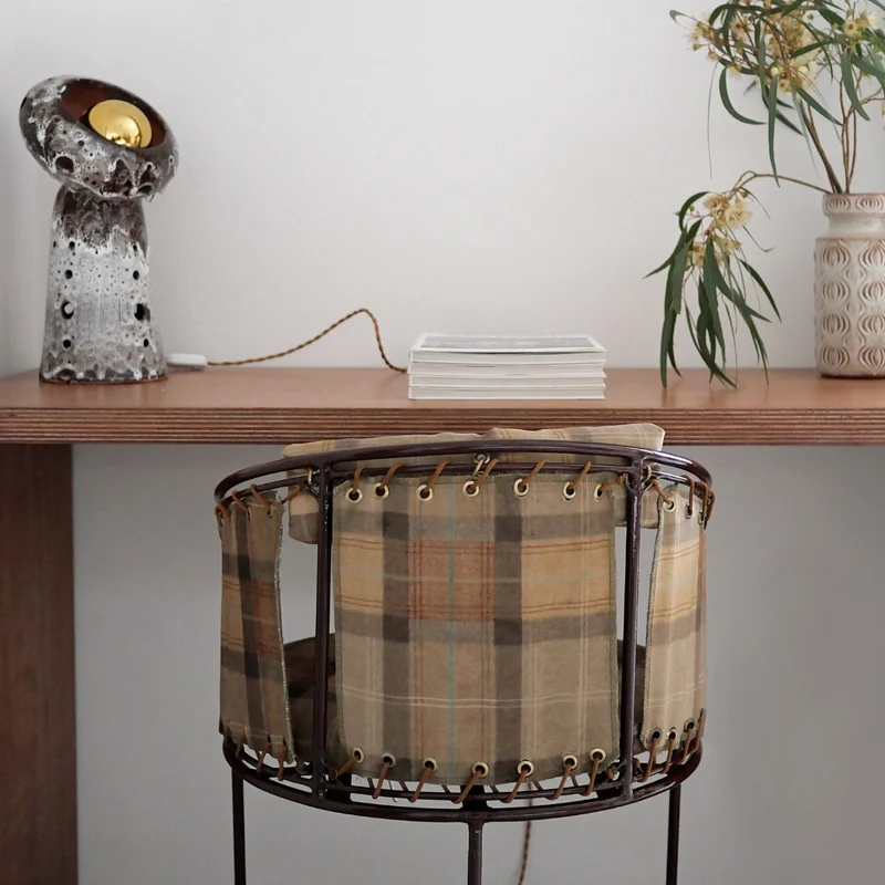 Chaise Palmer velours tartan
