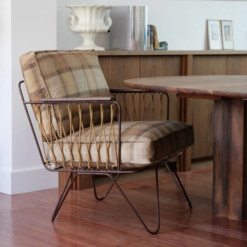 Fauteuil Croisette velours tartan
